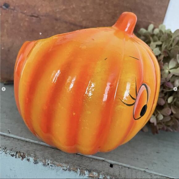 Vintage Halloween Anthropomorphic Jack JOL Pumpkin Planter Holland Floral Taiwan - Picture 6 of 8
